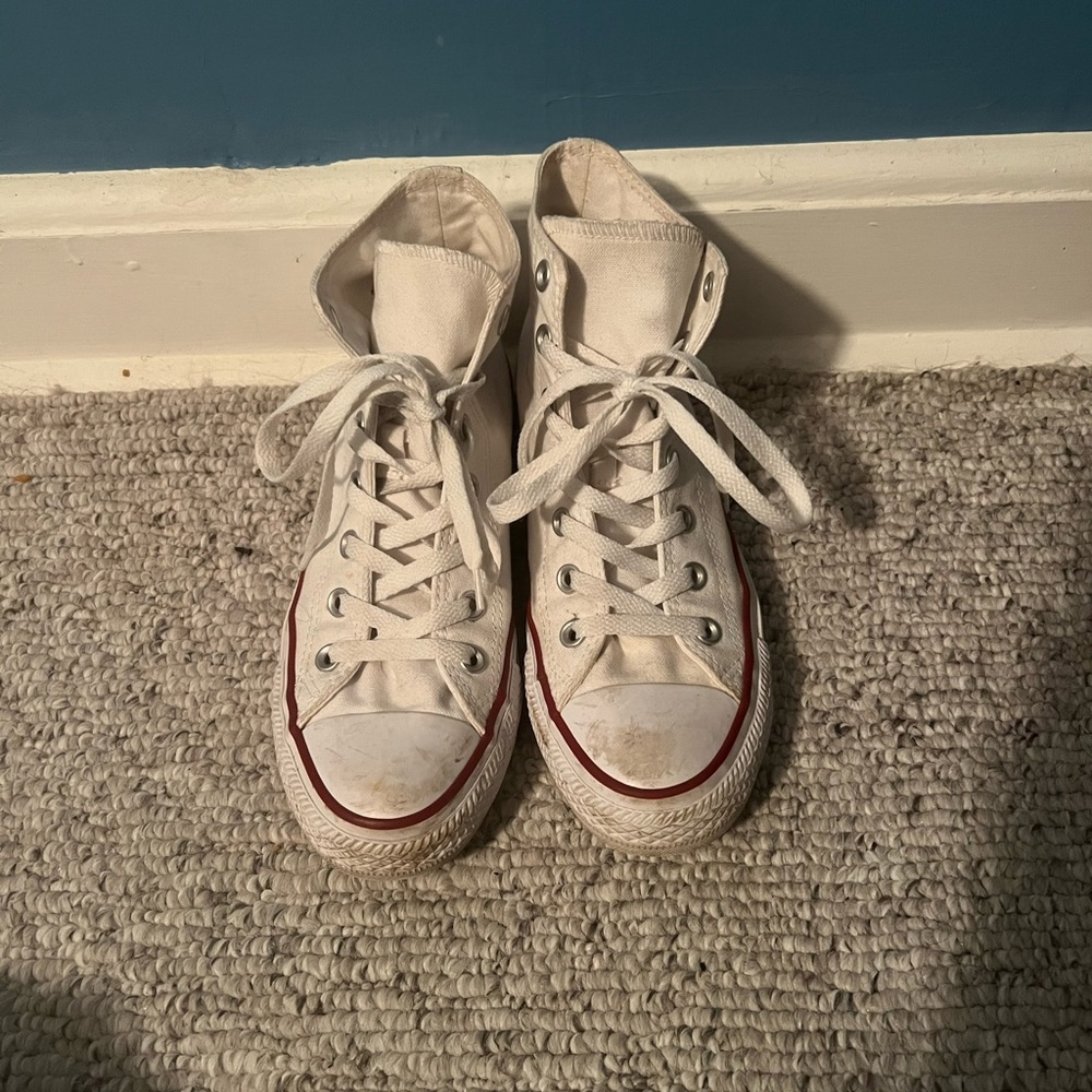 White high top converse size 8!